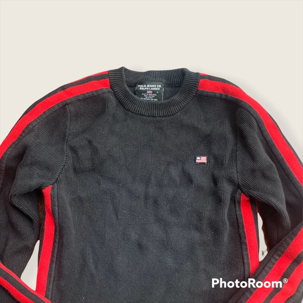 Polo jeans co Ralph Lauren black and red striped sweater